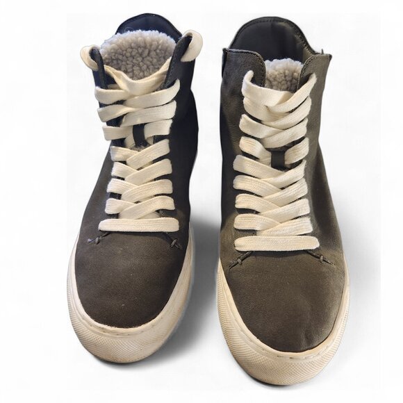 Sam Edelman Pence Faux Fur-Trim Suede High-Top Sneakers Size 8.5 - Picture 2 of 11